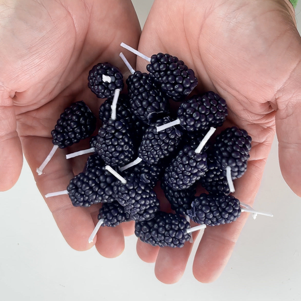 Lifelike blackberry candle made from 100% beeswax