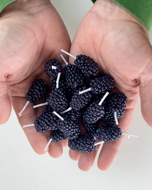 Lifelike blackberry candle made from 100% beeswax