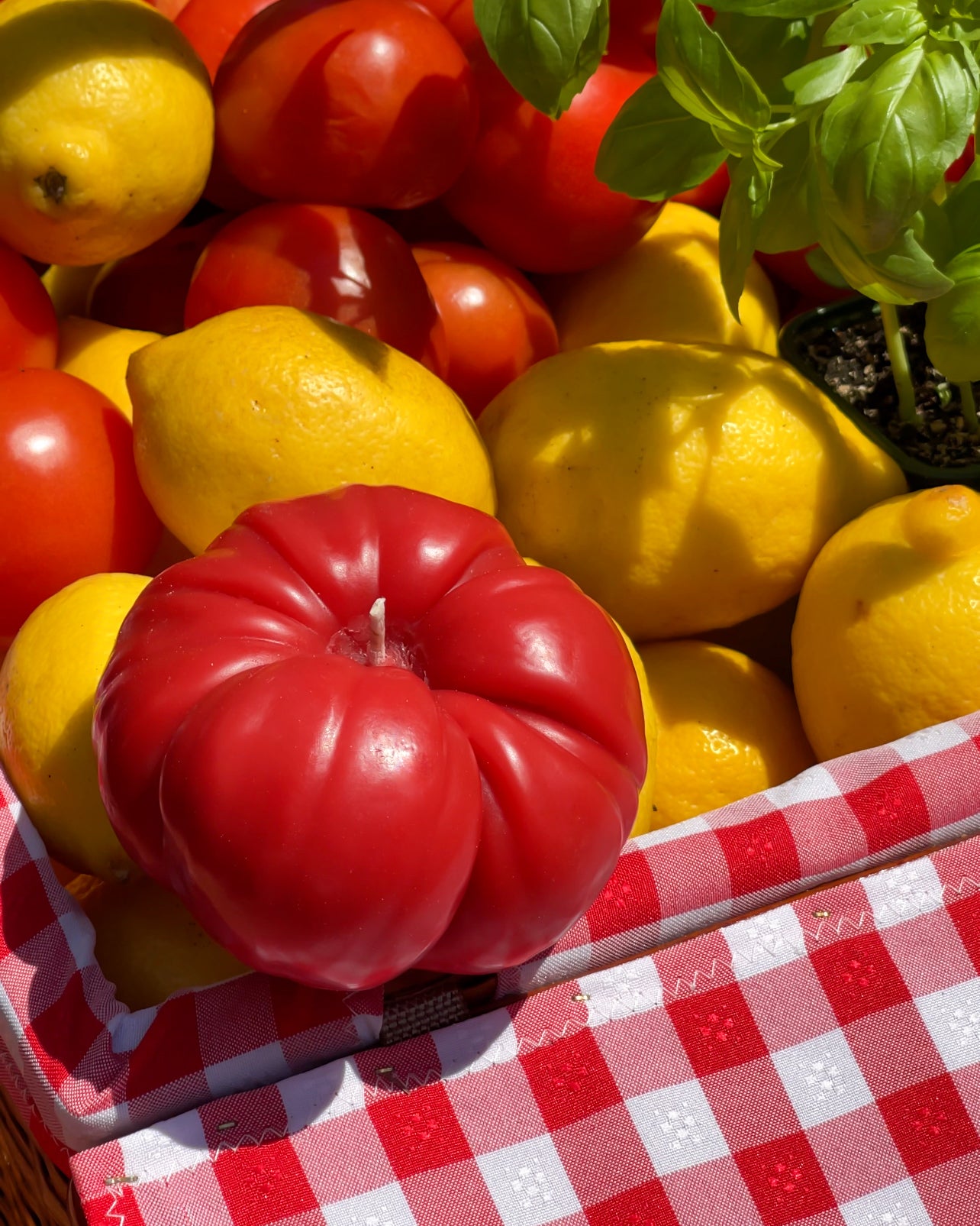 Handmade tomato candle crafted from 100% pure beeswax