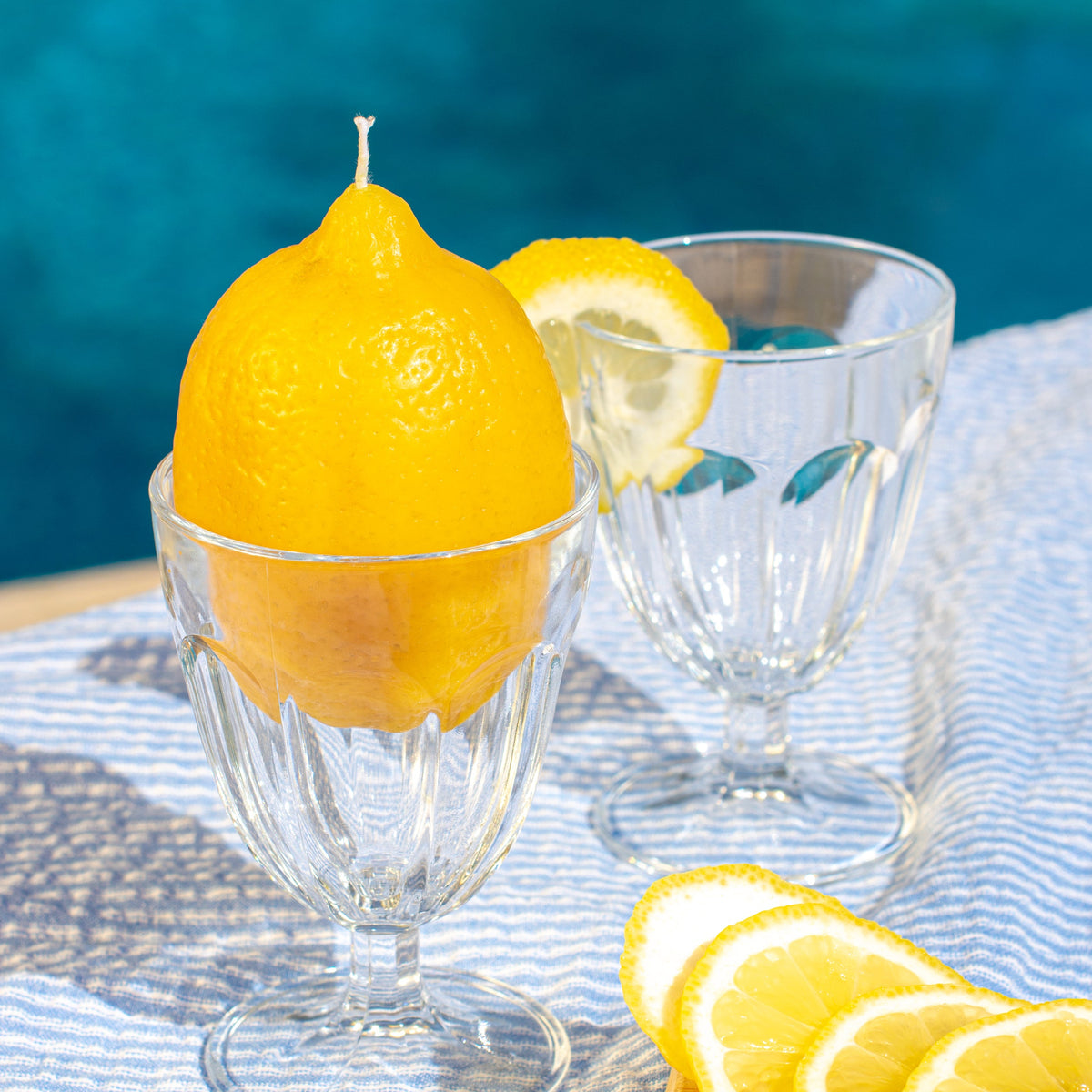 Realistic lemon candle made with eco-friendly beeswax